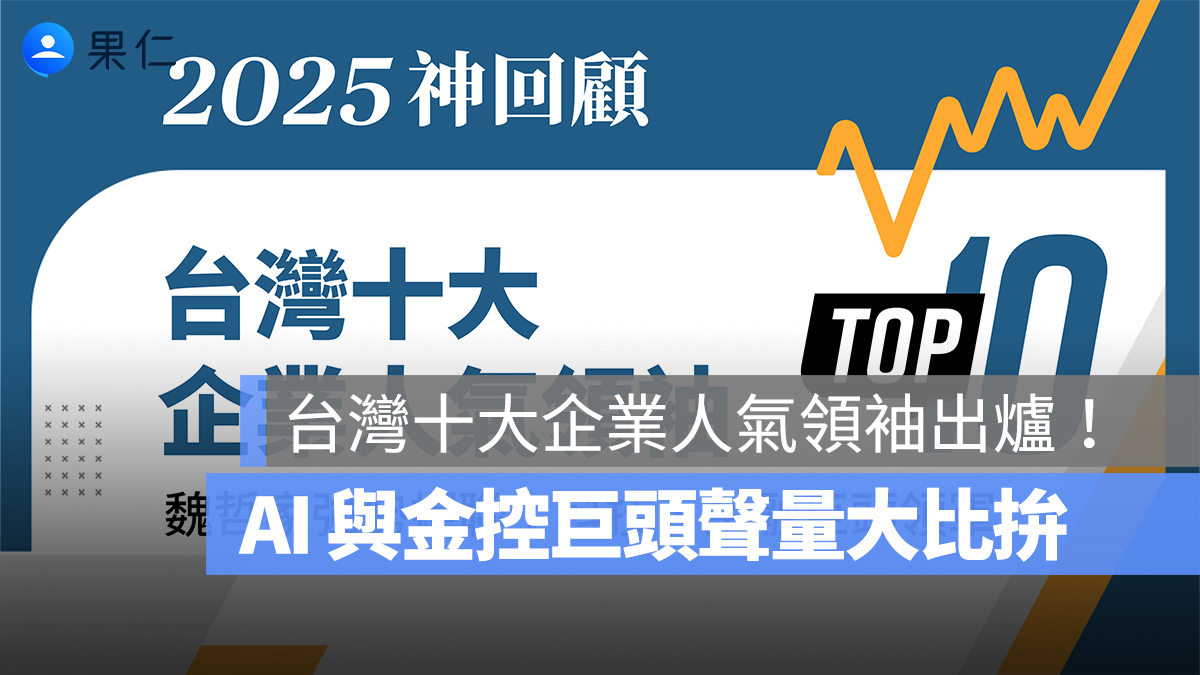 2025 台灣十大企業人氣領袖排行榜出爐！魏哲家蟬聯第一，AI 與金控巨頭聲量大比拚