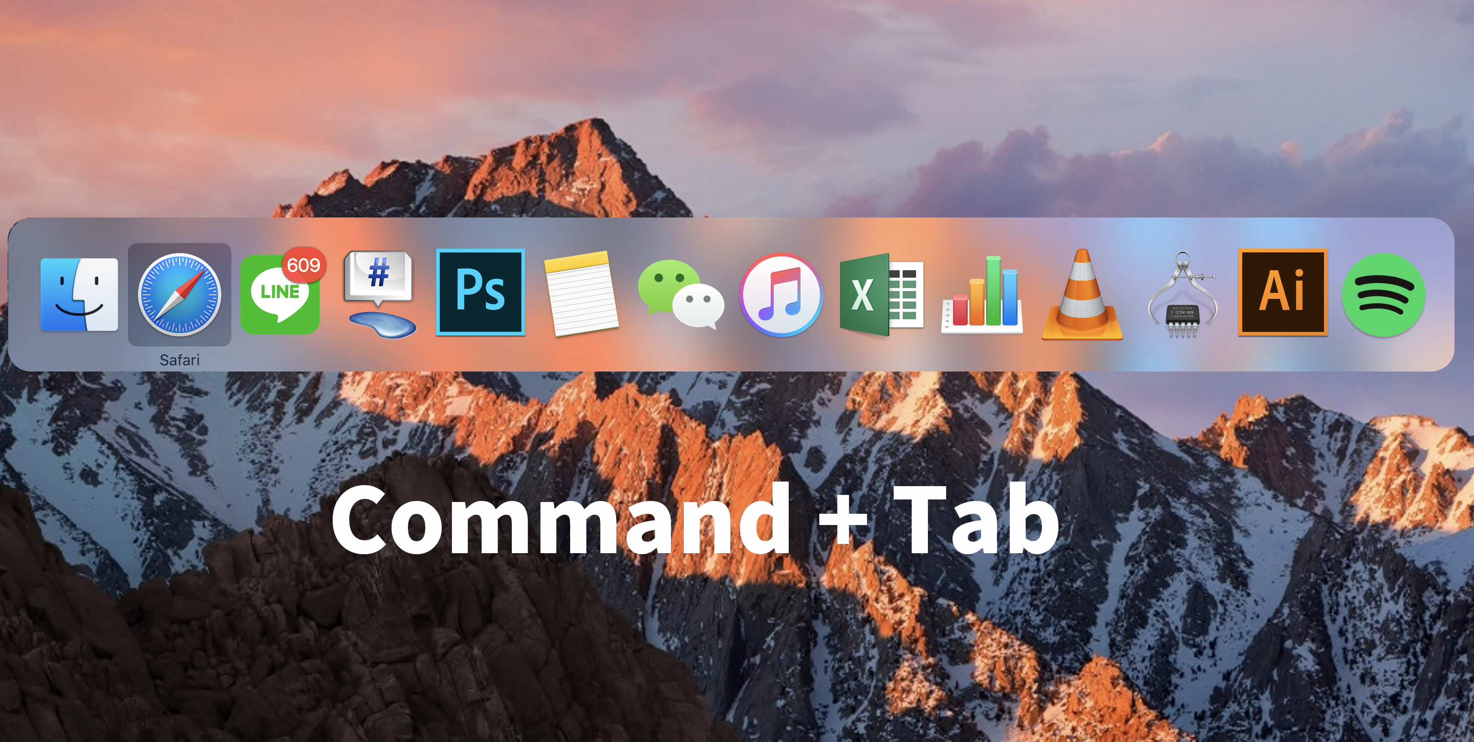 mac command tab between excell