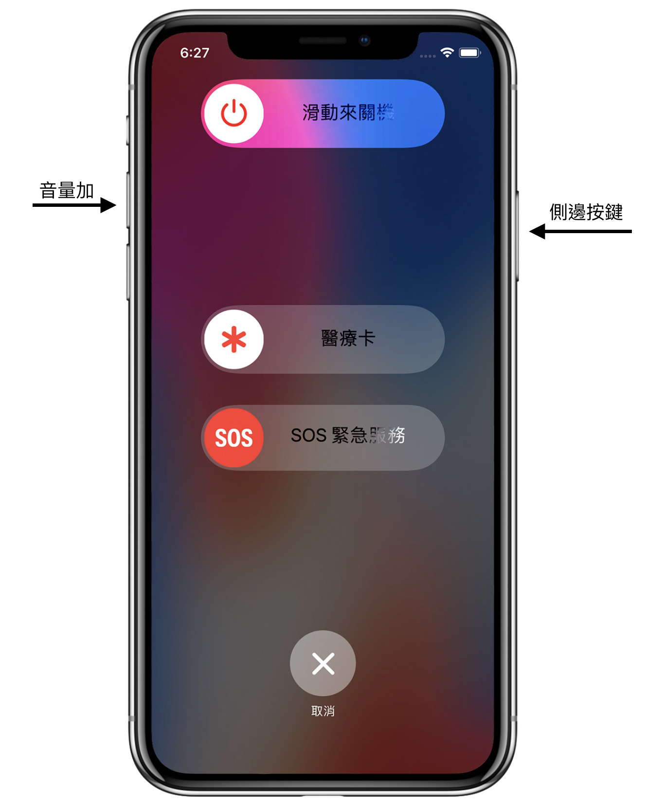 iPhone X如何叫出SOS模式