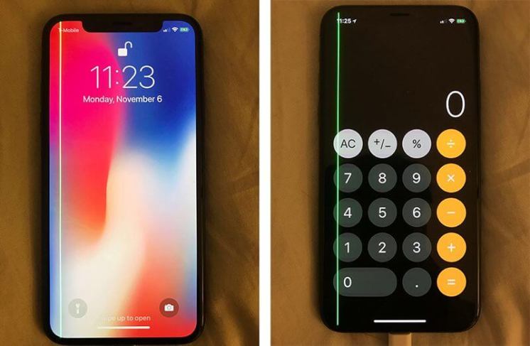 iPhone X 綠色線條