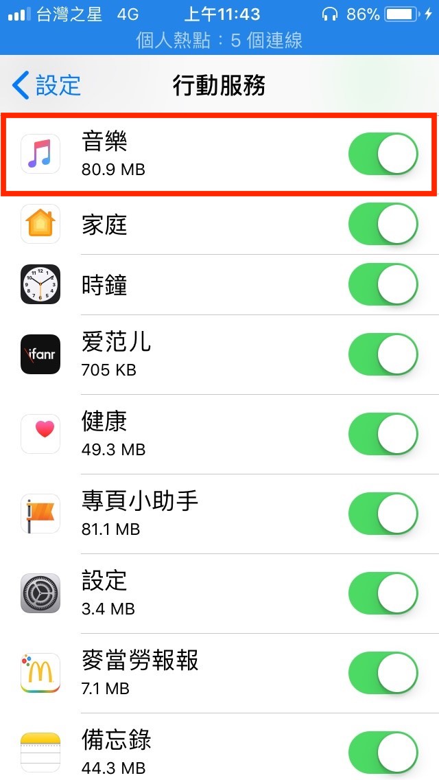 Apple Music播放前流量