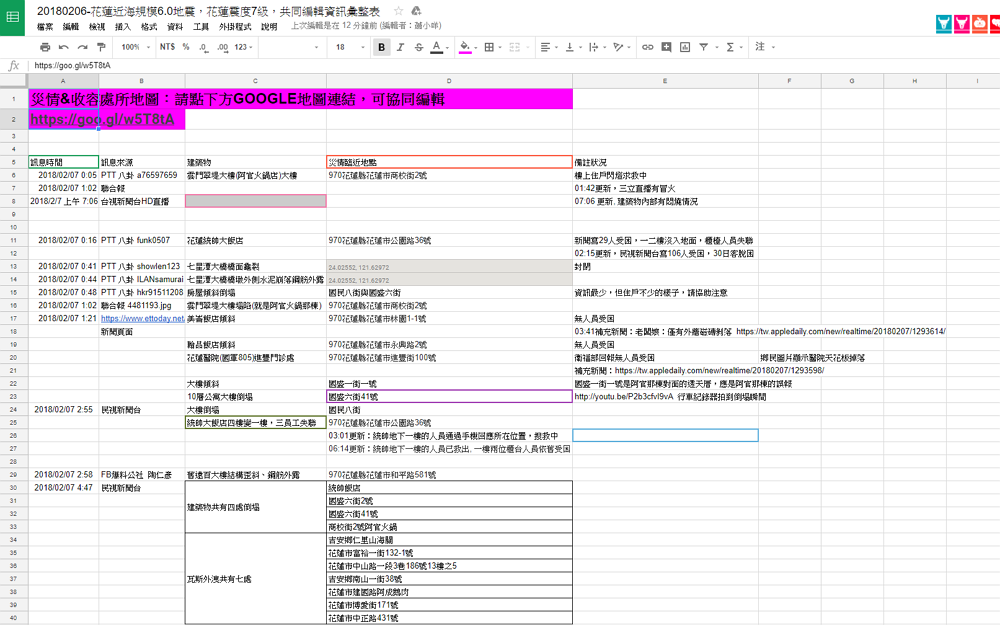 花蓮震災Google表單