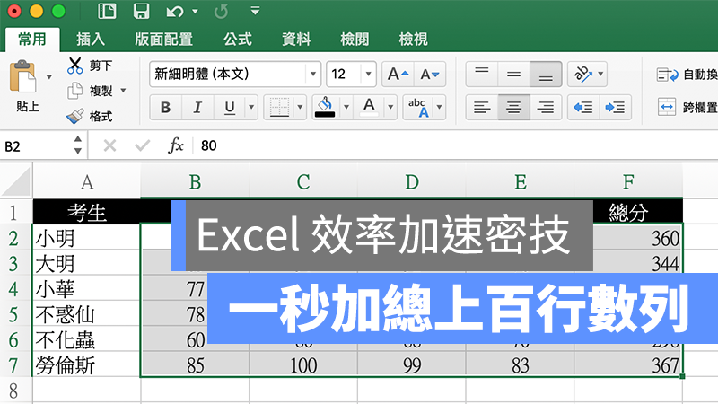 Excel如何快速加总所有行列的值不必再慢慢拖拉SUM指令了