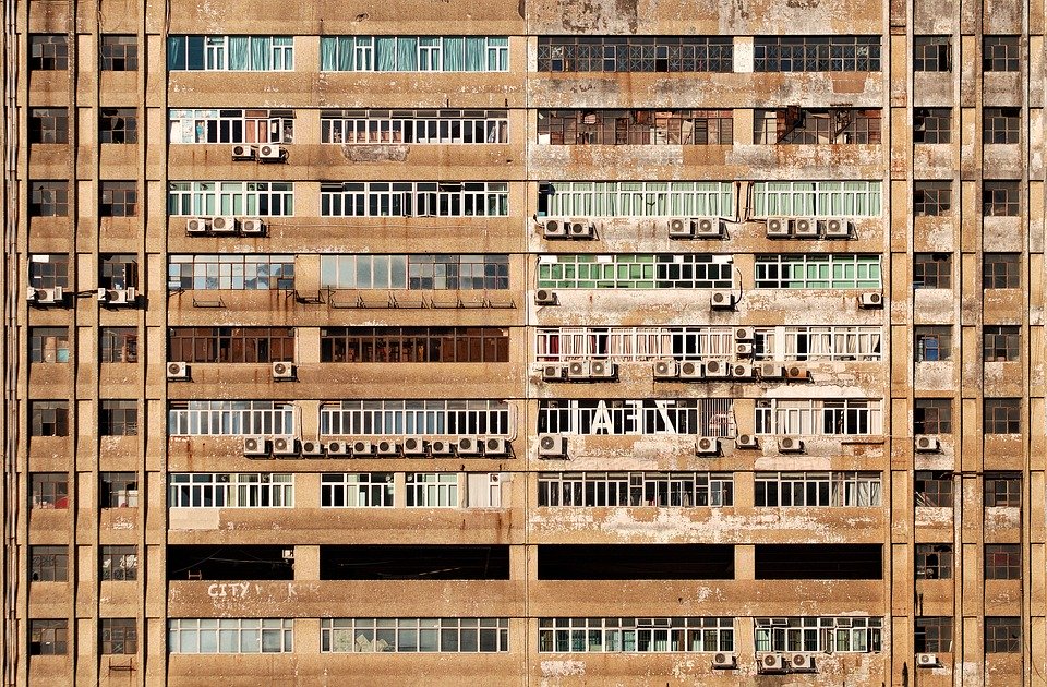 Facade, Apartment Building, Air Conditioners, Apartment