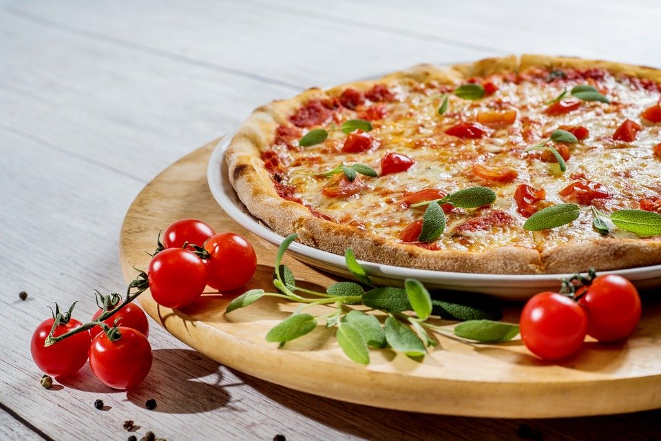 Piza, Food, Cheese, Plate, Lunch, Hungry, Vegetables