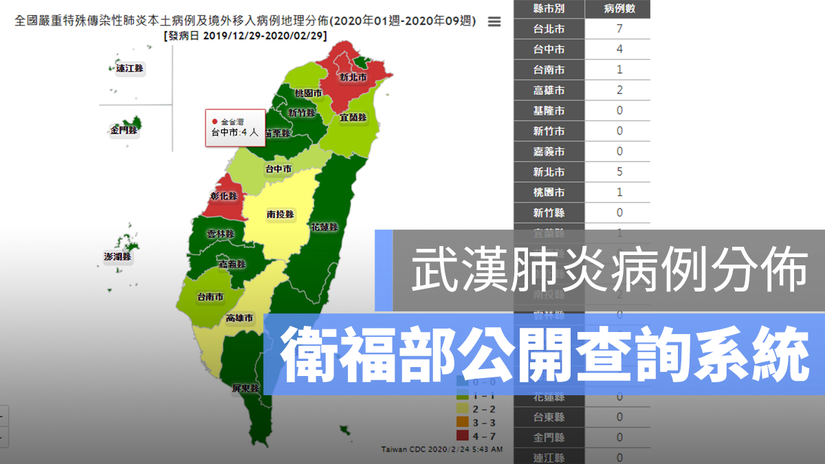 武漢肺炎 台灣 分佈
