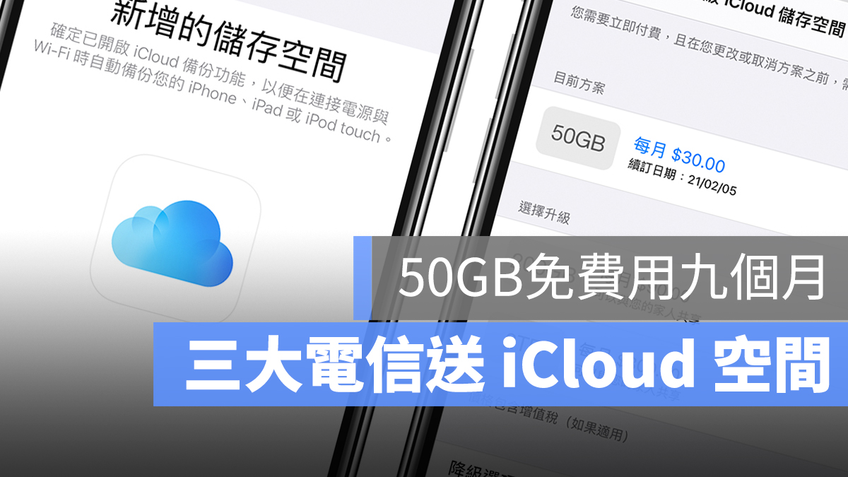 iCloud 空間 50GB 免費