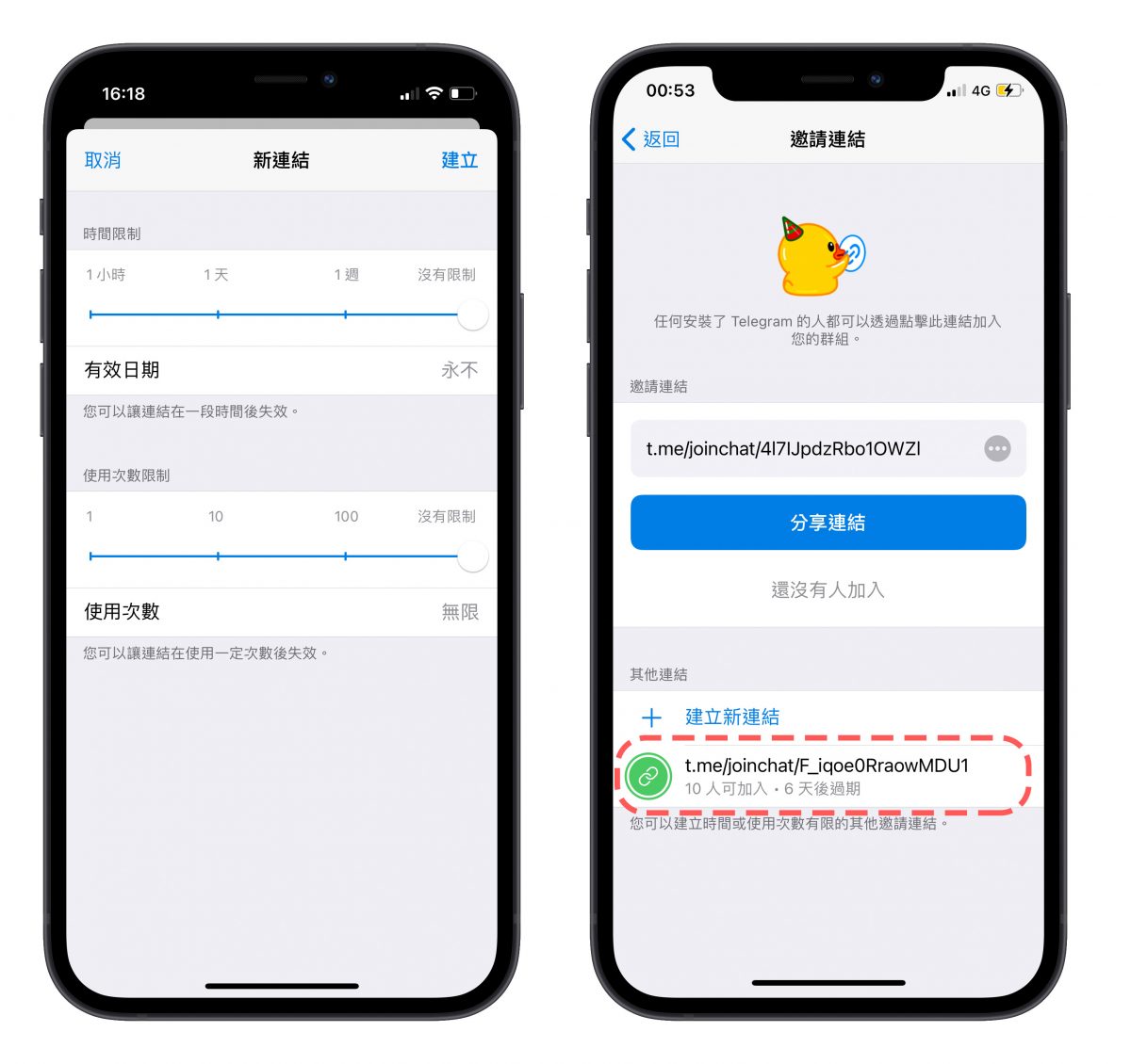 Telegram 群組邀請連結