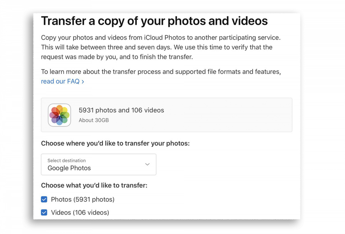 iCloud 照片移轉 Google