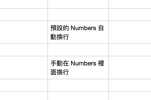 Numbers 換行