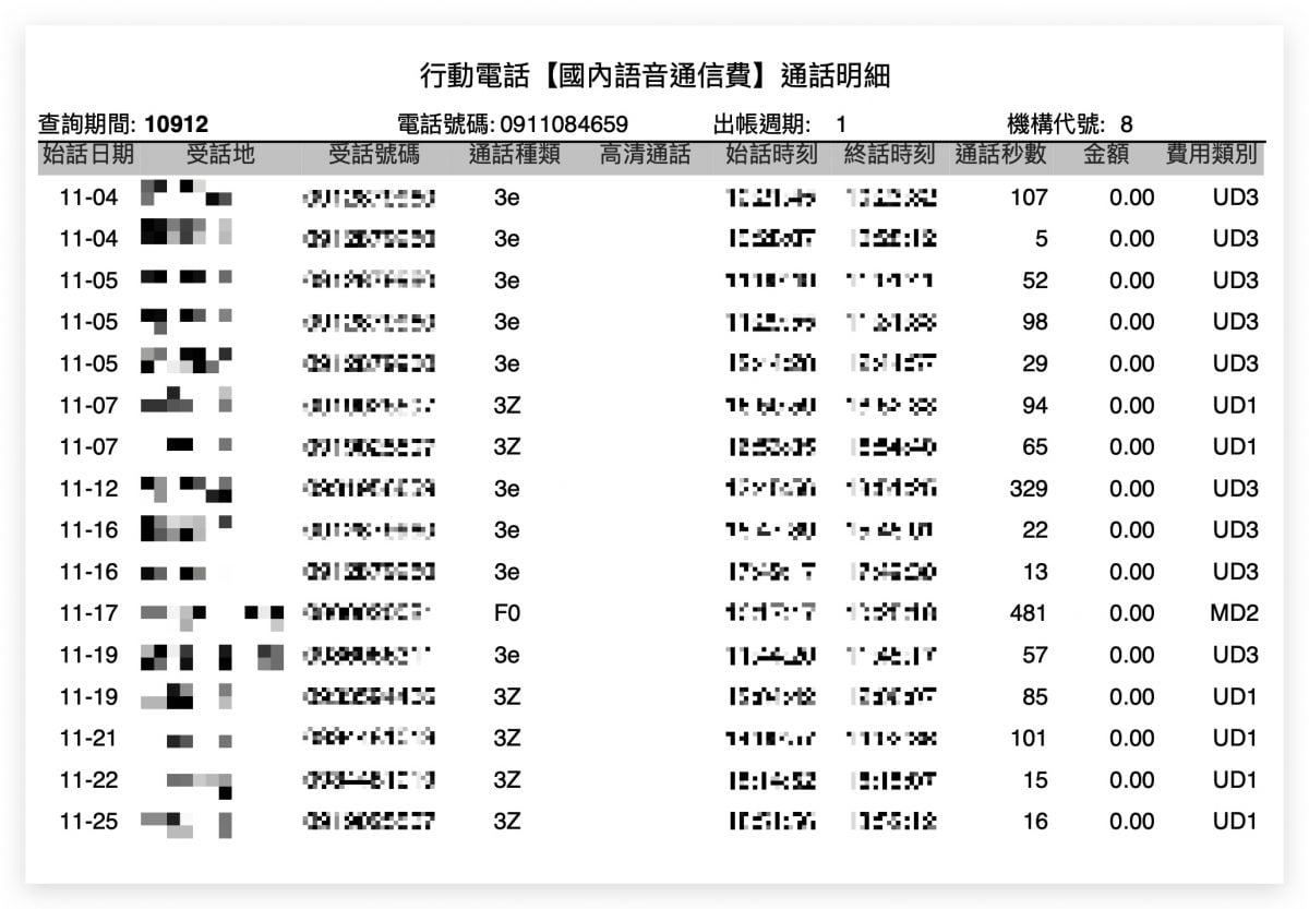 通話紀錄 線上申請