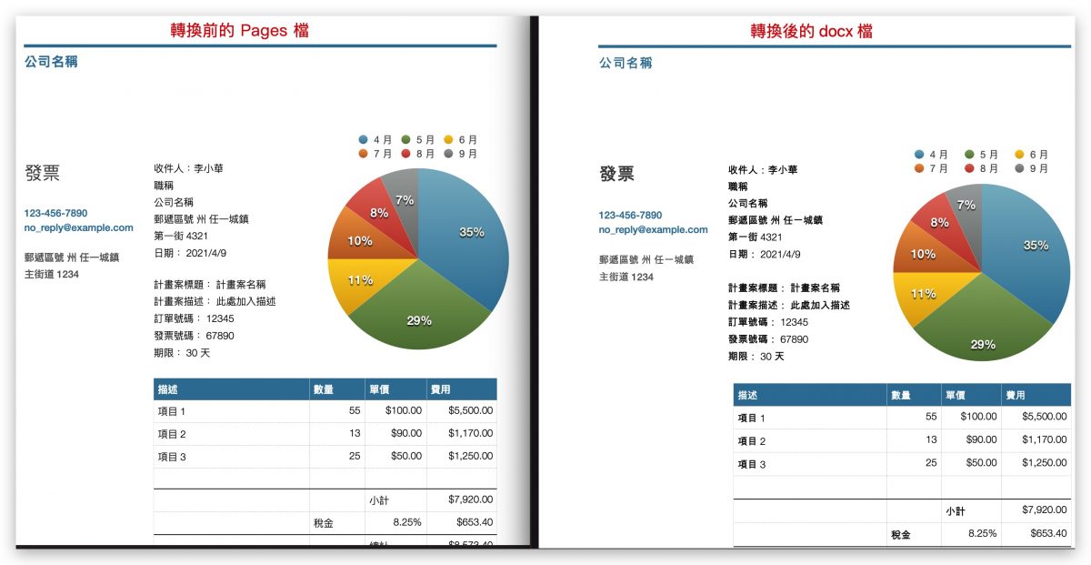 Pages 轉 Word doc docx 格式