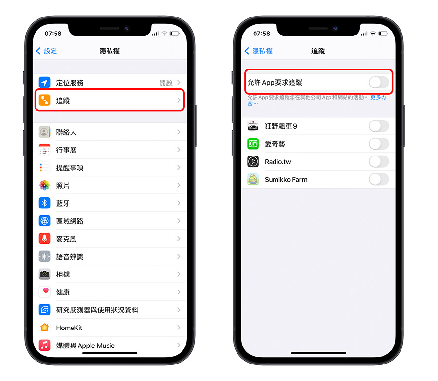 iOS 14.5 隱私權追蹤 詢問通知 關閉 
