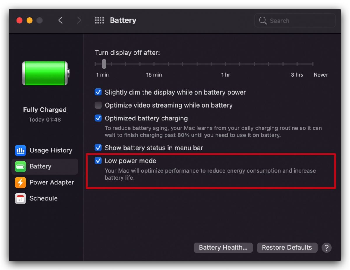 macOS 12 iPadOS 15 省電模式 低功耗模式