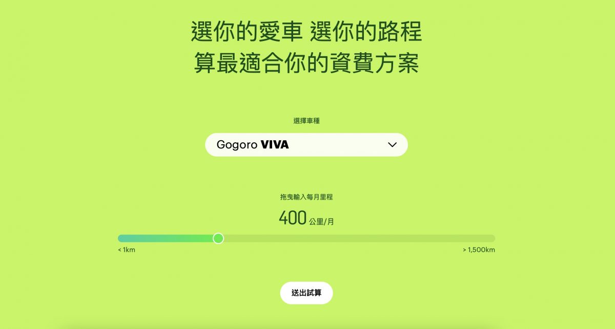 Gogoro 電池月租 方案試算 電池月租費