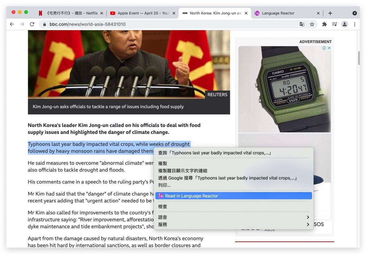 Language Reactor 延伸套件