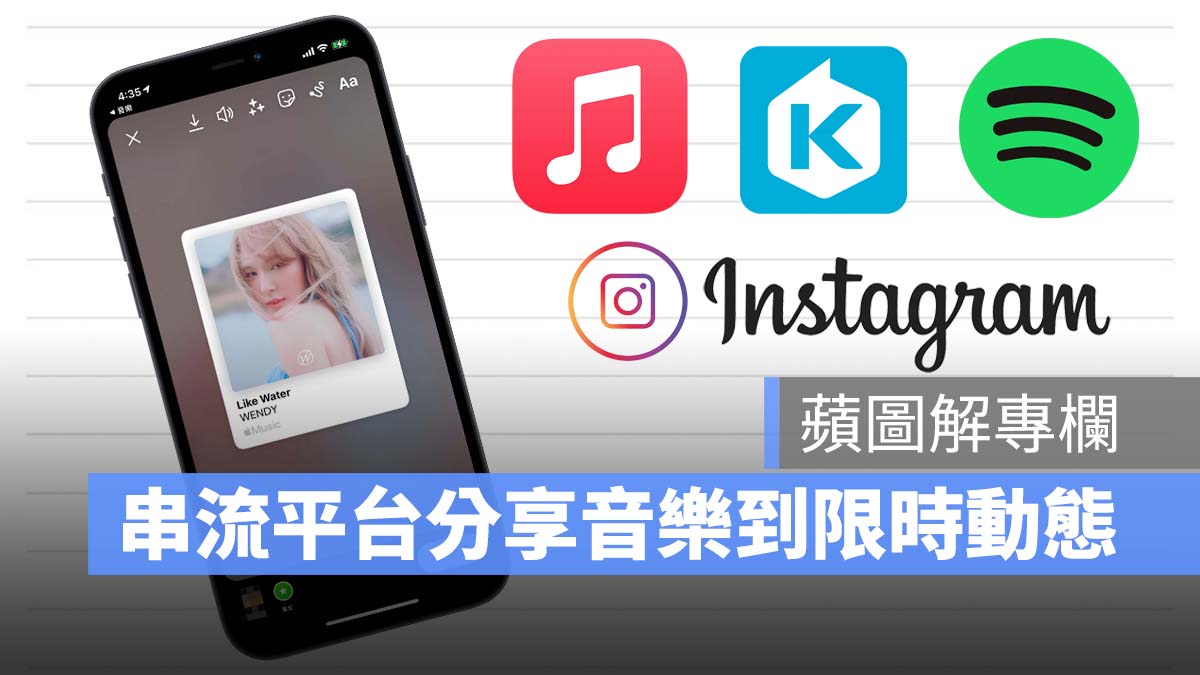 Apple Music KKBOX Spotify IG 限時動態