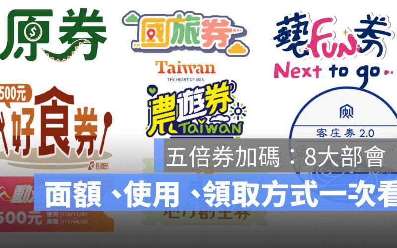 藝Fun券、動滋券、農遊券、地方創生券、客庄券、國旅券、好食券、i原券)