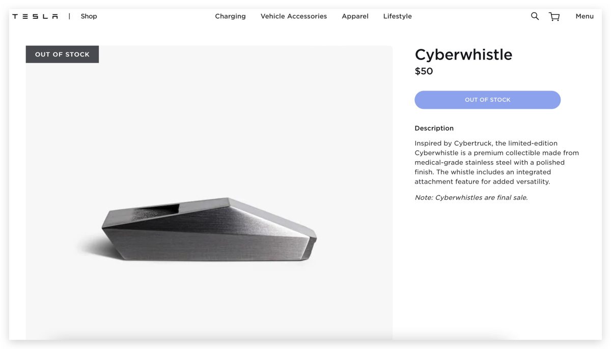 特斯拉 Tesla Cybertruck 哨子 Cyberwhistle