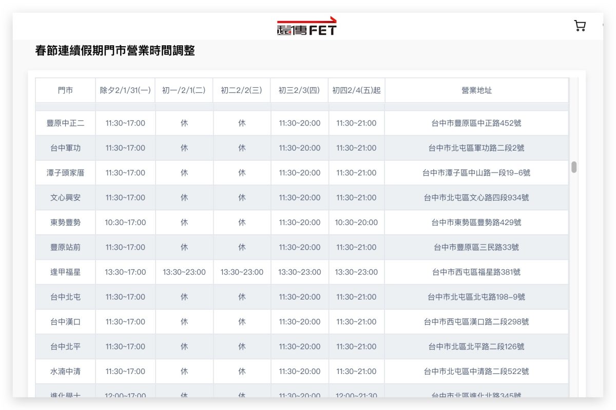 遠傳電信春節營業時間