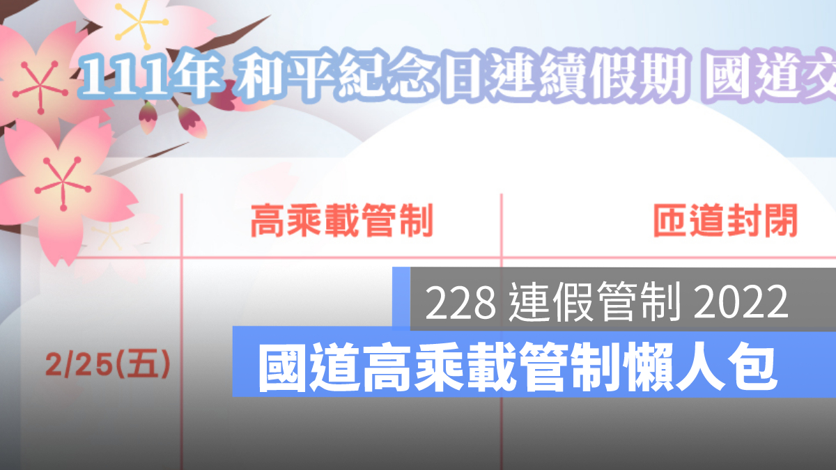 228連假國道高乘載,高速公路高乘載