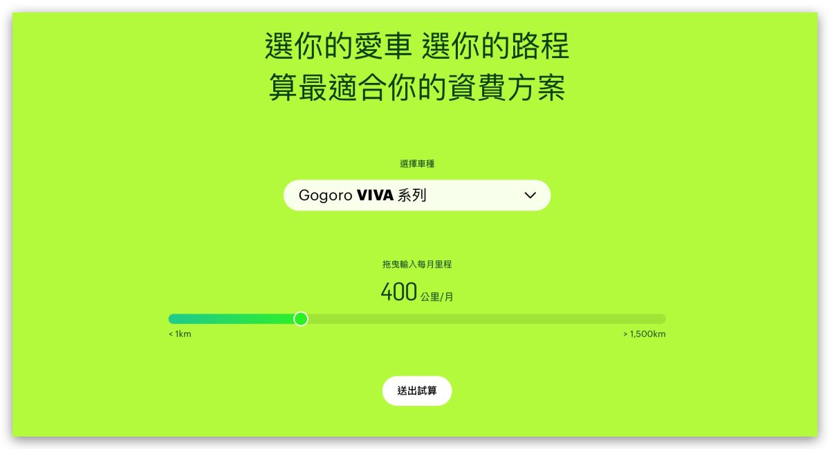 Gogoro Network 方案試算點這邊