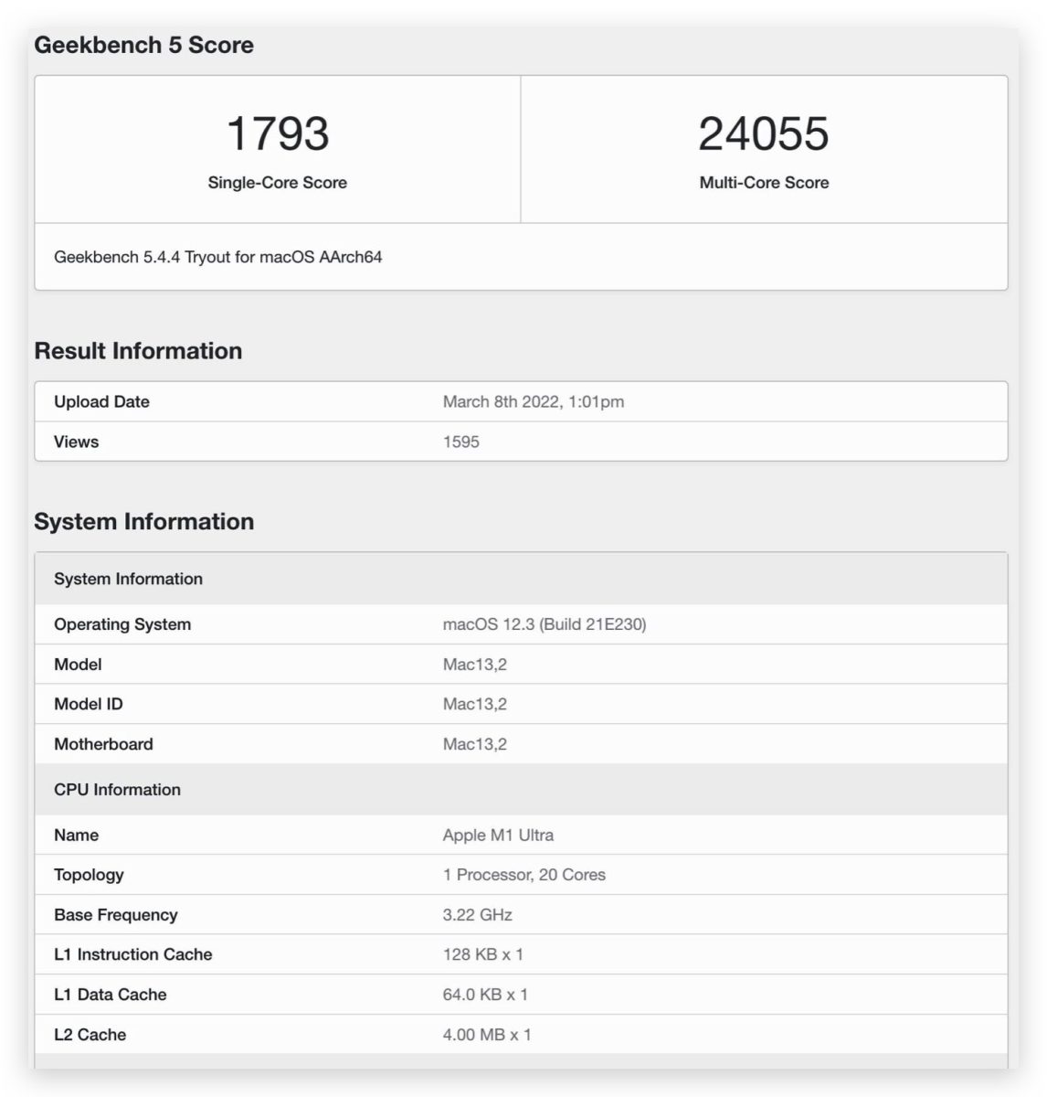 M1 Ultra 跑分 Mac apple silicon