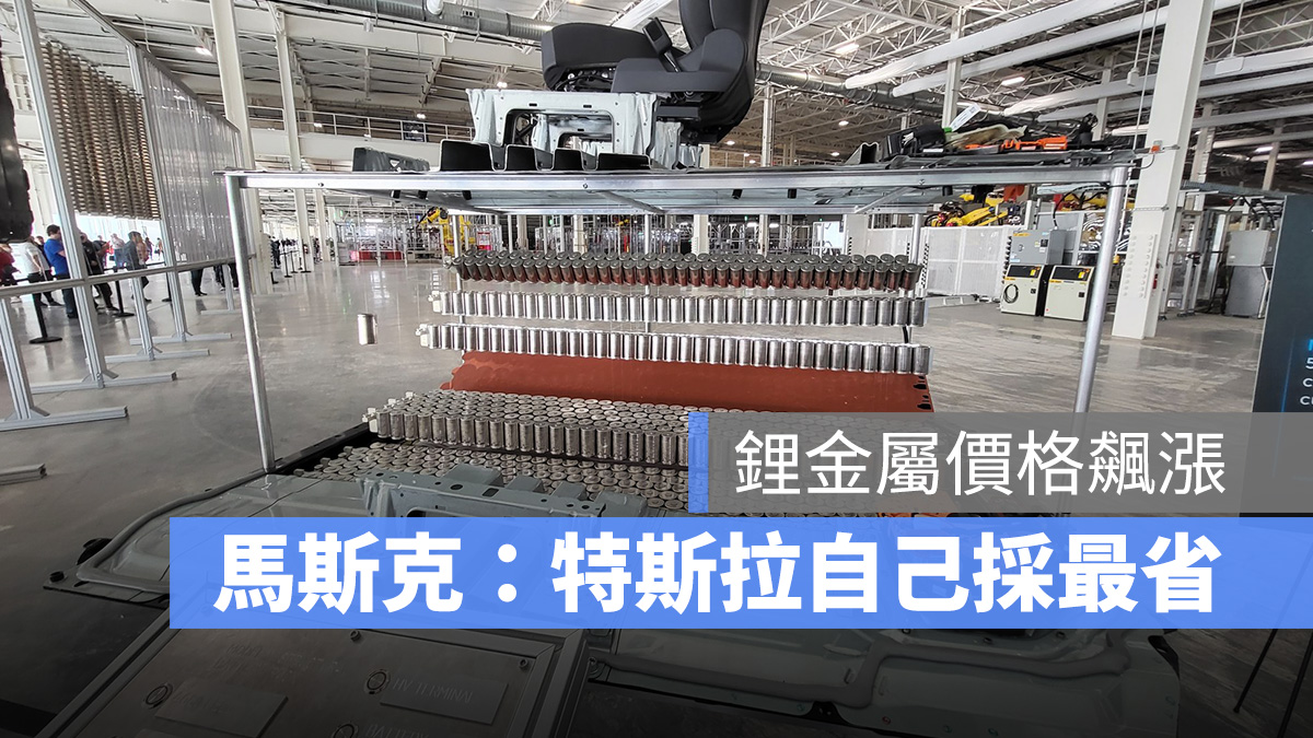 特斯拉 Tesla 鋰金屬 漲價