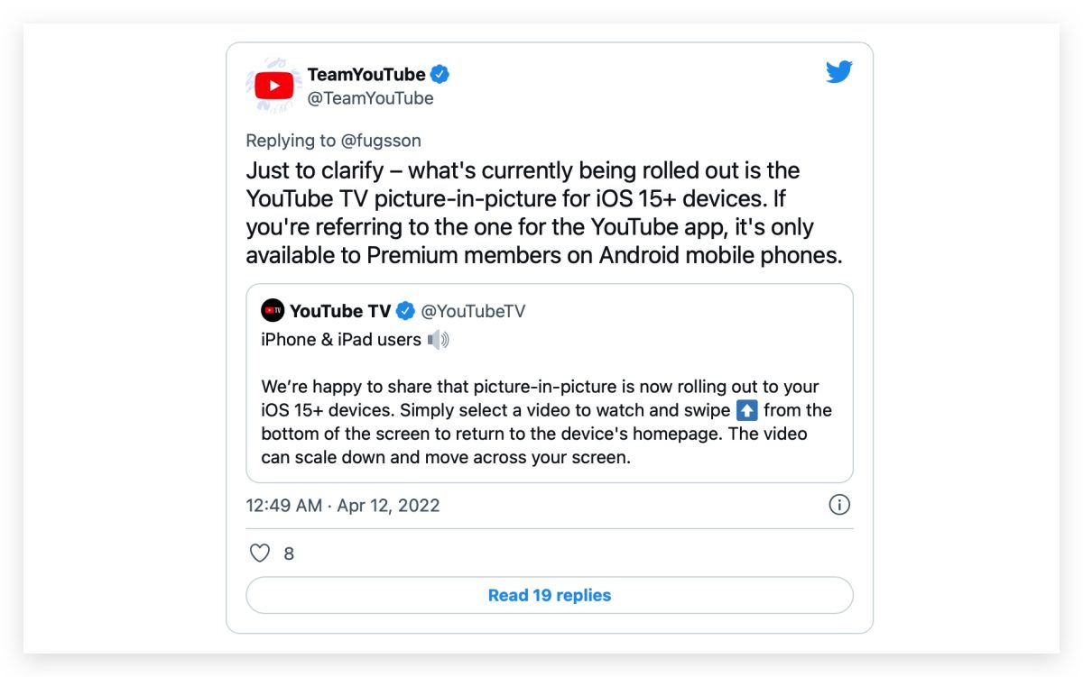 YouTube 子母畫面