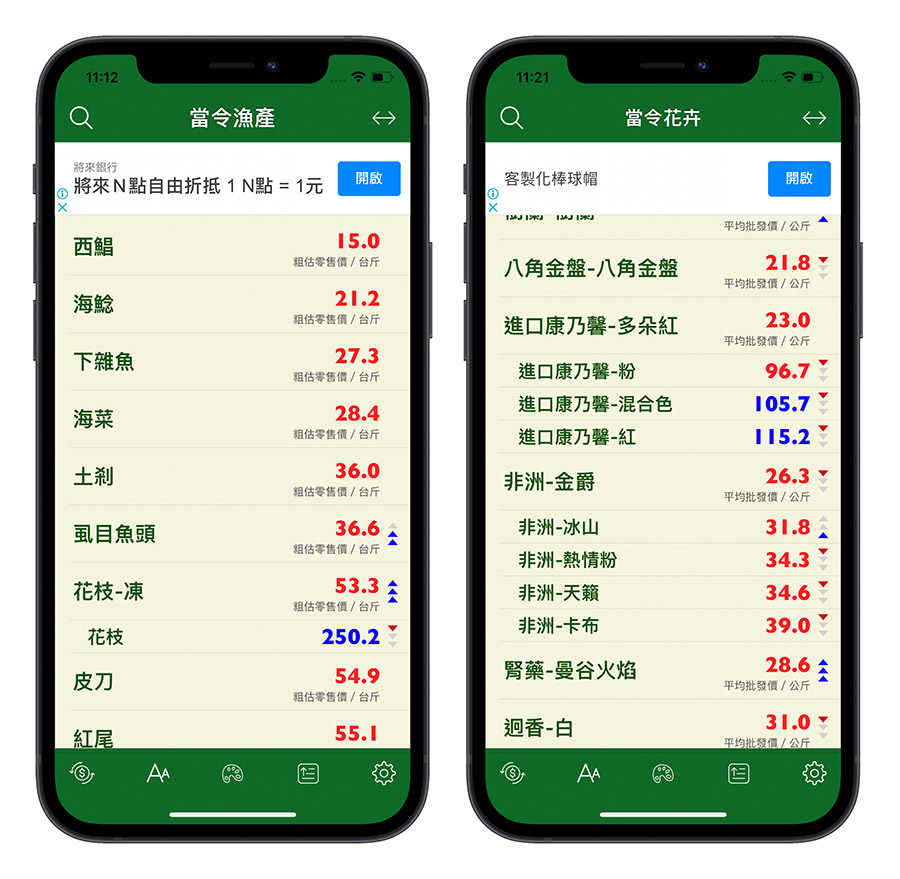 蔬菜 水果 肉類 App 查詢