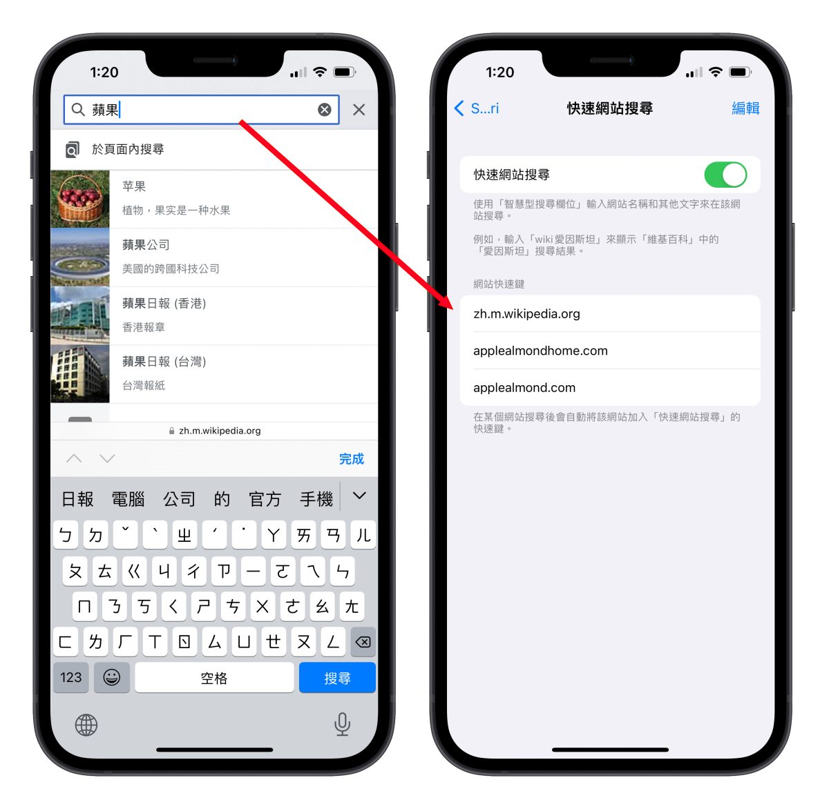 Safari 快速網站搜尋