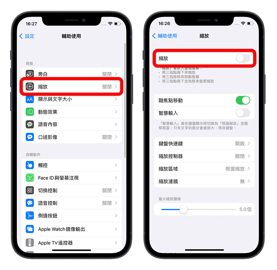 iPhone 螢幕放大鏡 縮放