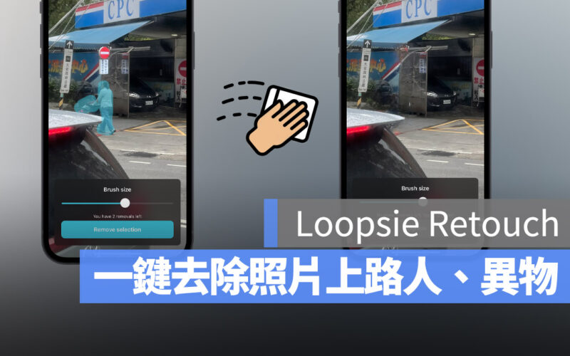 Loopsie Retouch：一鍵快速移除照片背景路人、異物