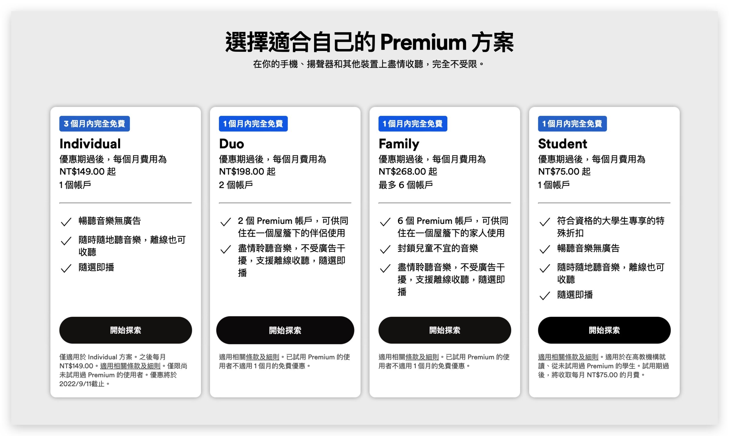Spotify Premium 3 個月試用