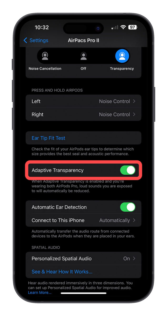 AirPods Pro 2 自適應通透模式