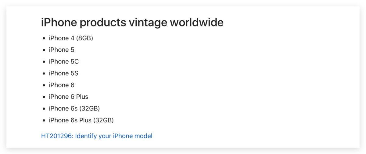 iPhone 6 過時產品 老舊清單