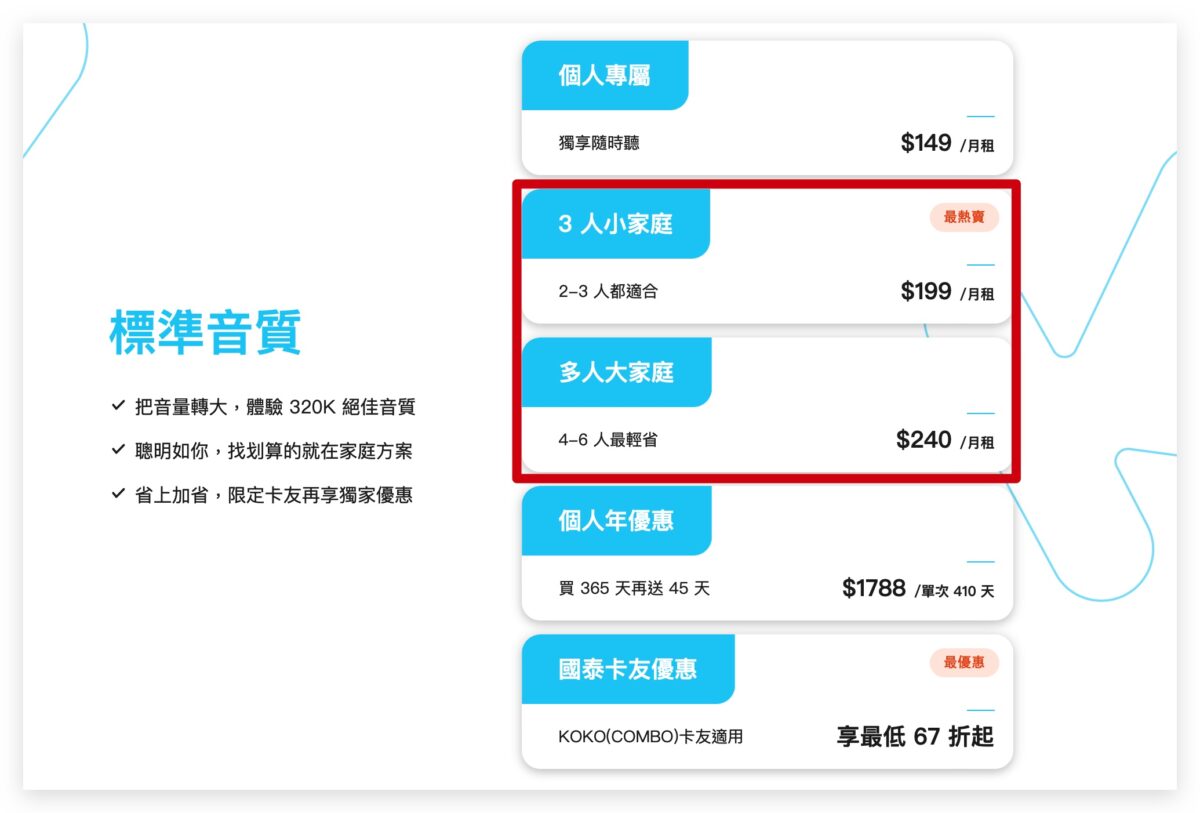 KKBOX 無損音質 家庭方案