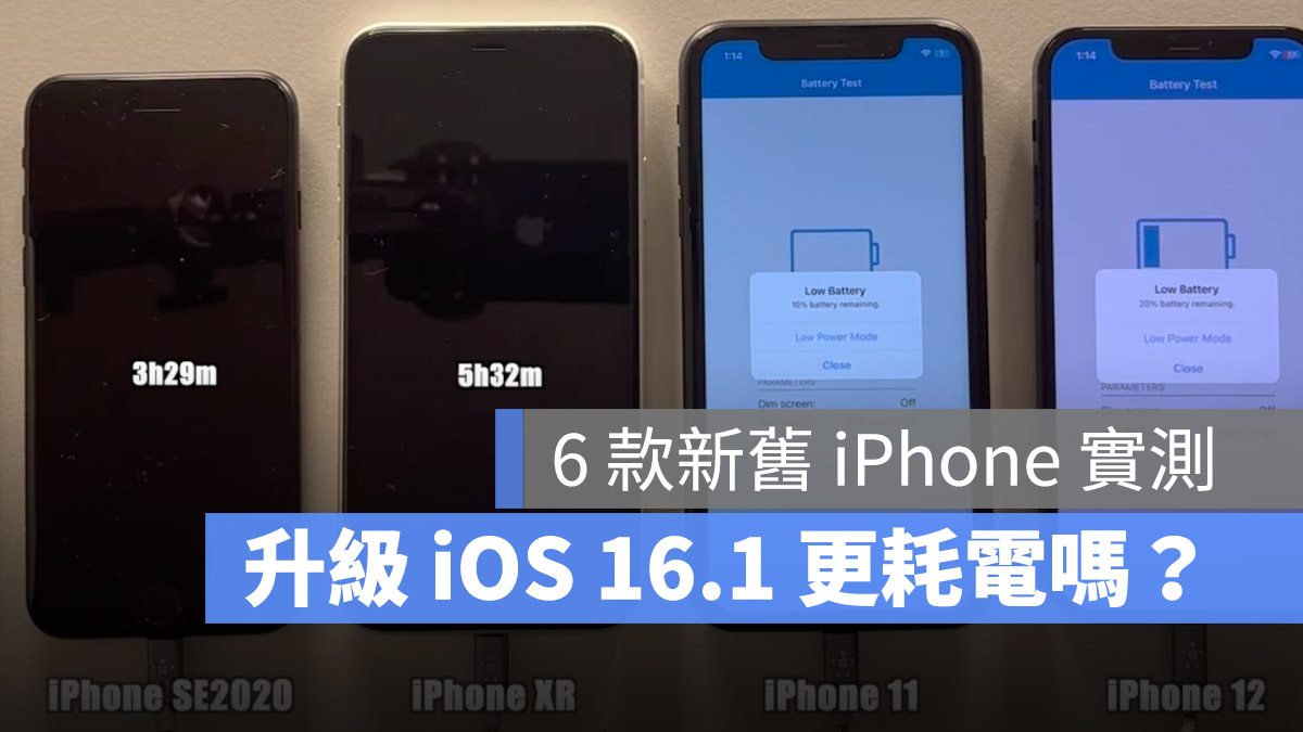 iOS 16.1 電池續航力 電池 測試