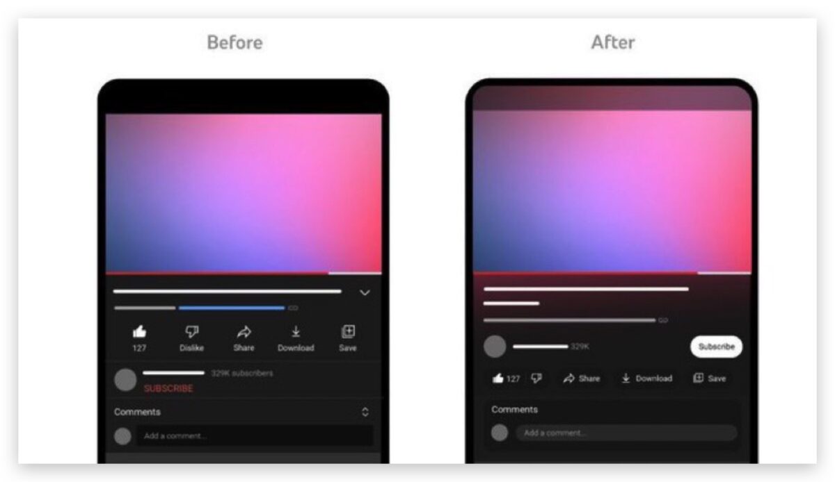 YouTube 更新 微光效果