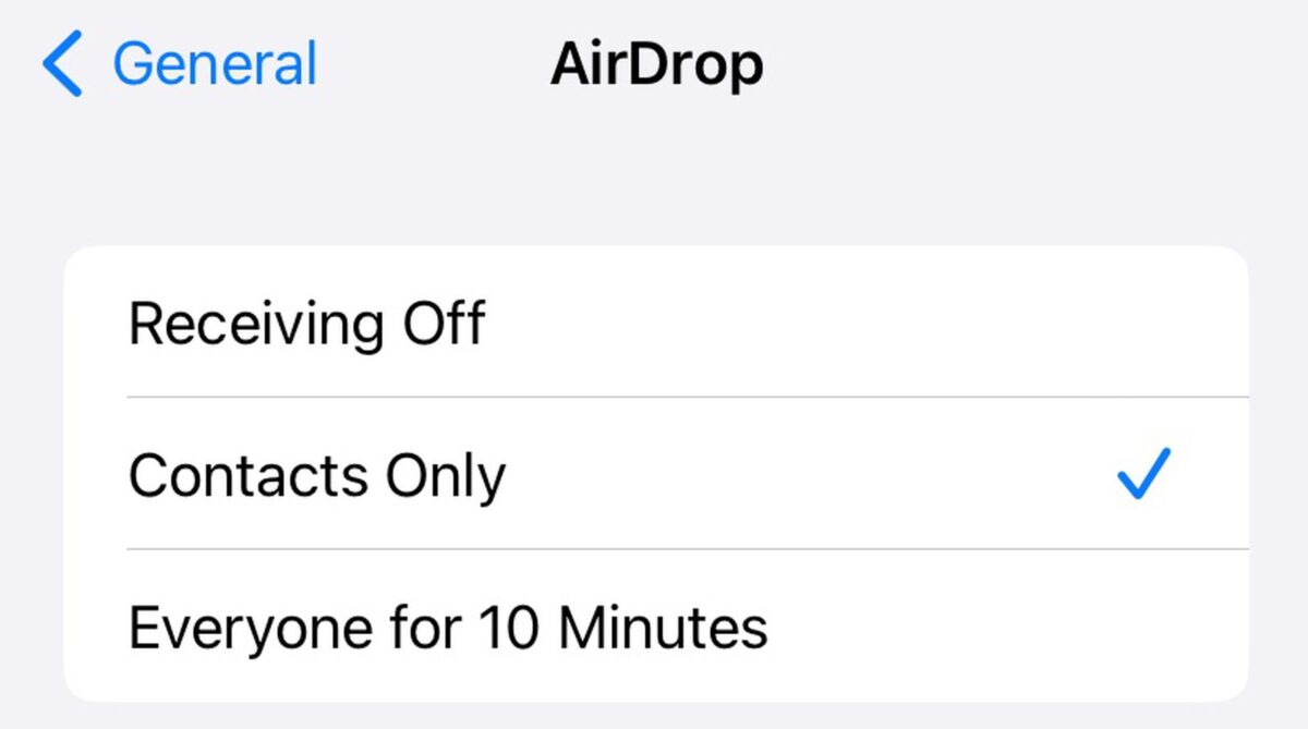 iOS iPhone iOS 16.1.1 AirDrop
