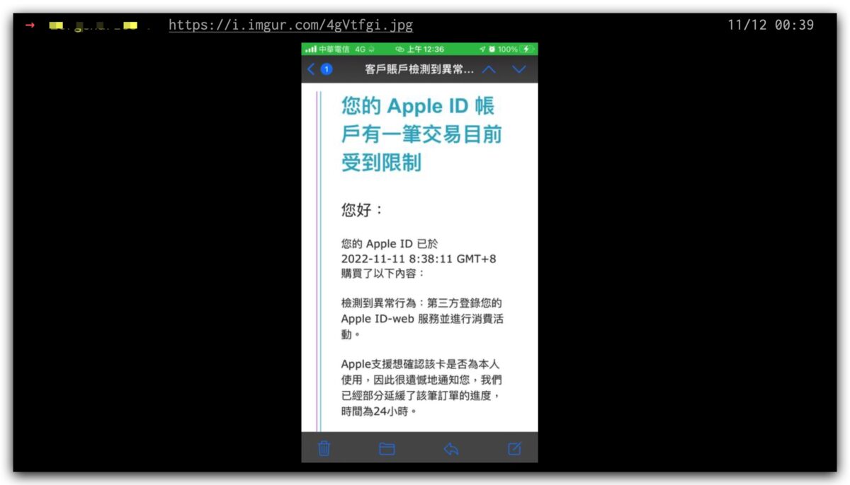 Apple ID 詐騙 釣魚 盜帳號