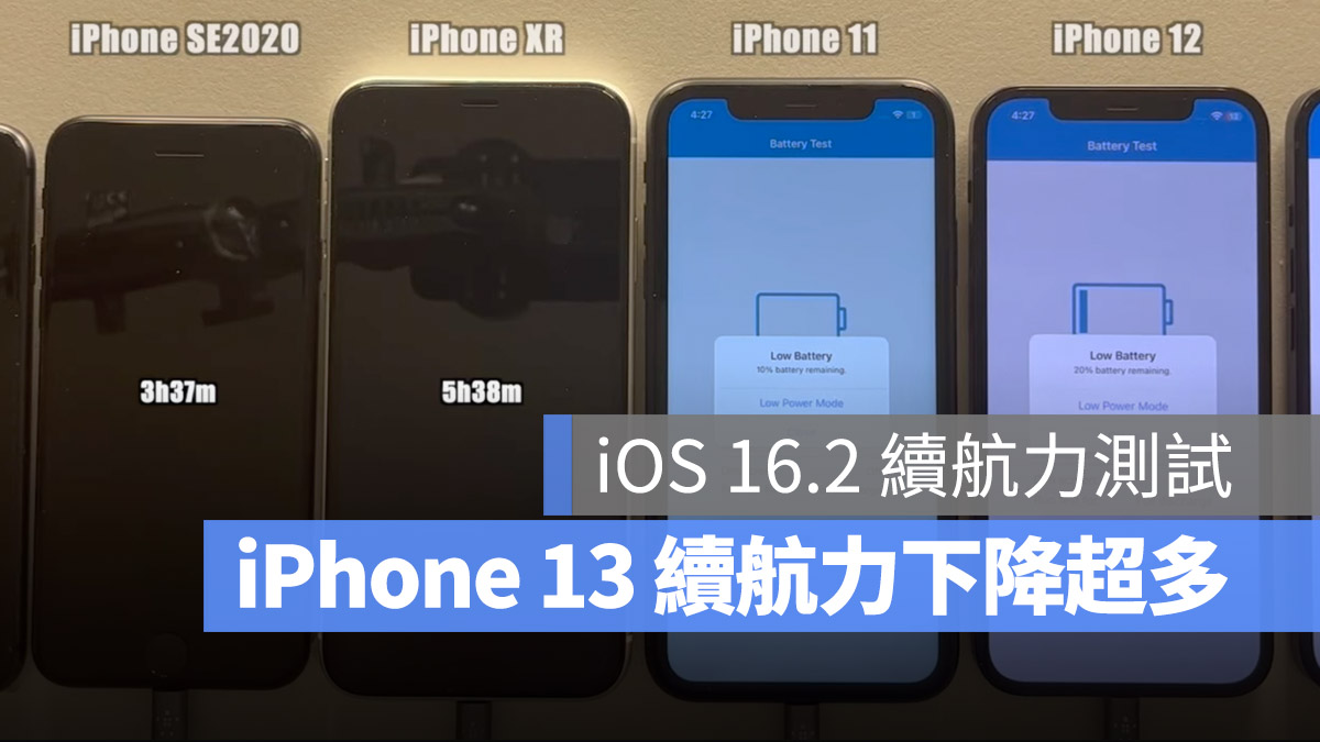 iOS 16.2 電池 續航力 耗電量測試