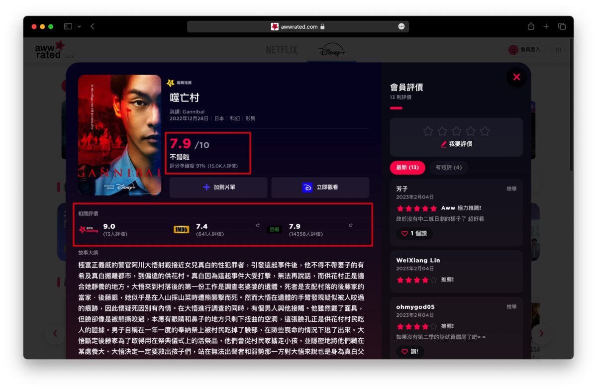 Awwrated Netflix Disney+ 推薦 片單 影評