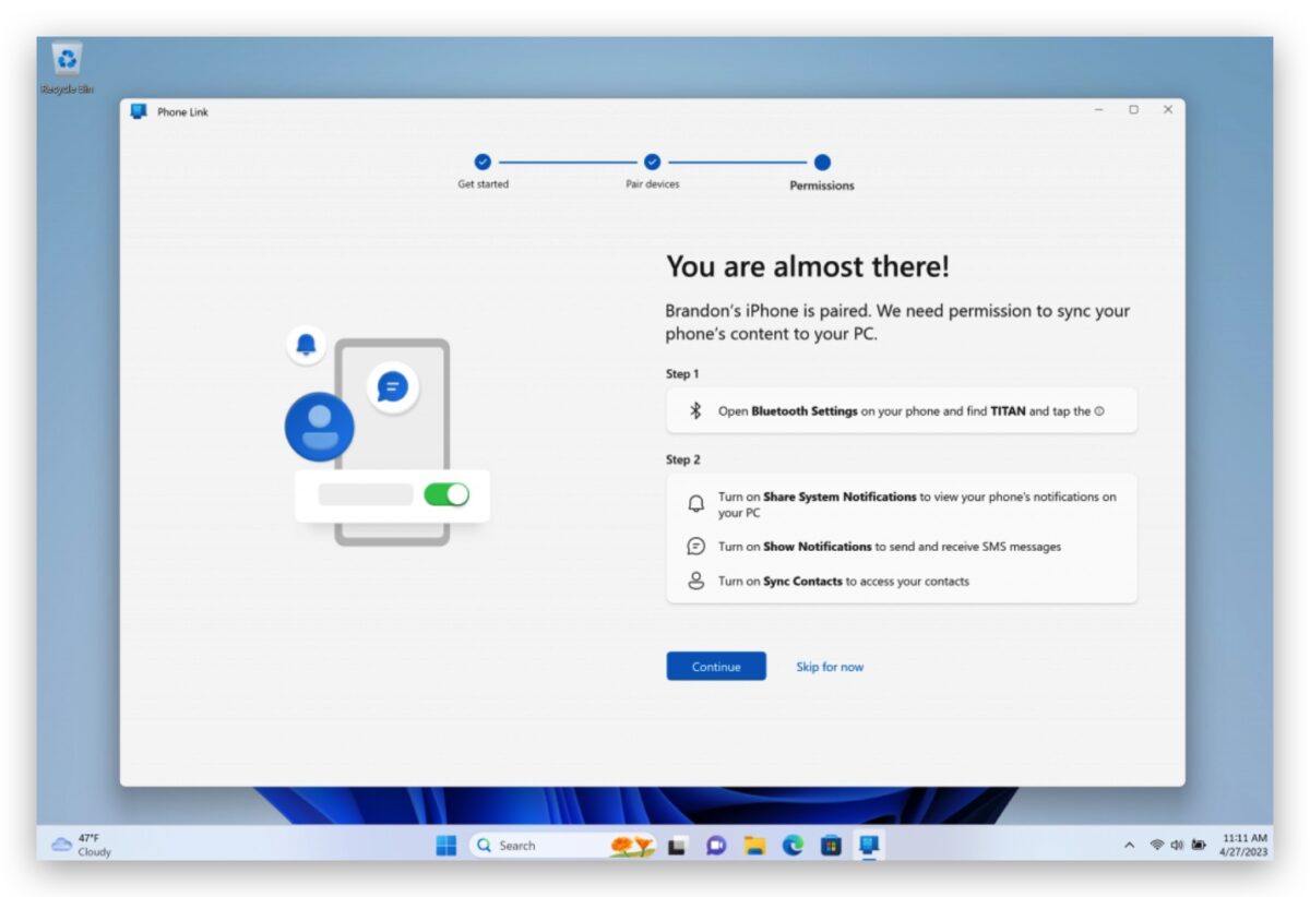 Windows iPhone iMessage 傳訊息 Phone Link