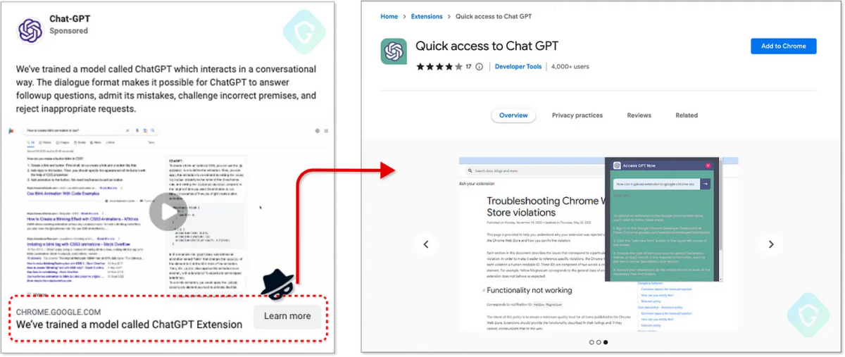 ChatGPT 擴充功能 盜用 ChatGPT for Google Quick to access ChatGPT 惡意程式