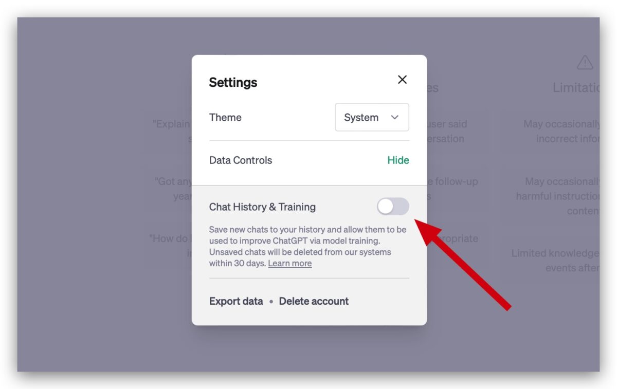 ChatGPT 歷史紀錄 關閉 對話紀錄