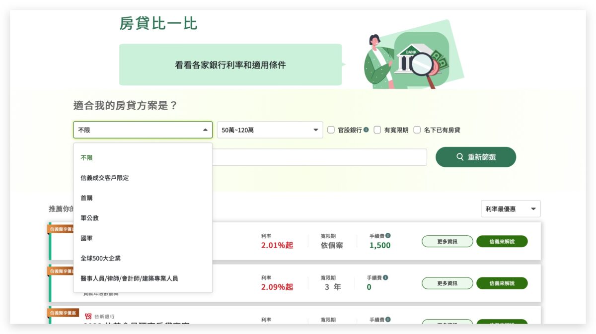 找房貸 利率 一站式整合工具