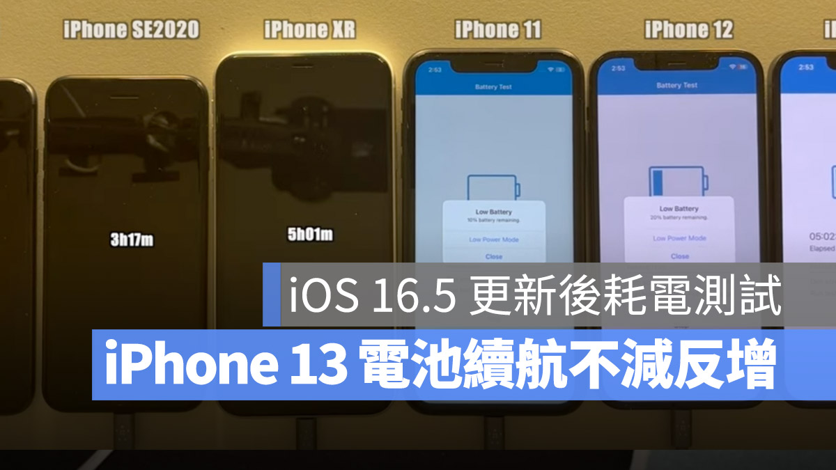 iOS 16.5 耗電量 續航力 測試