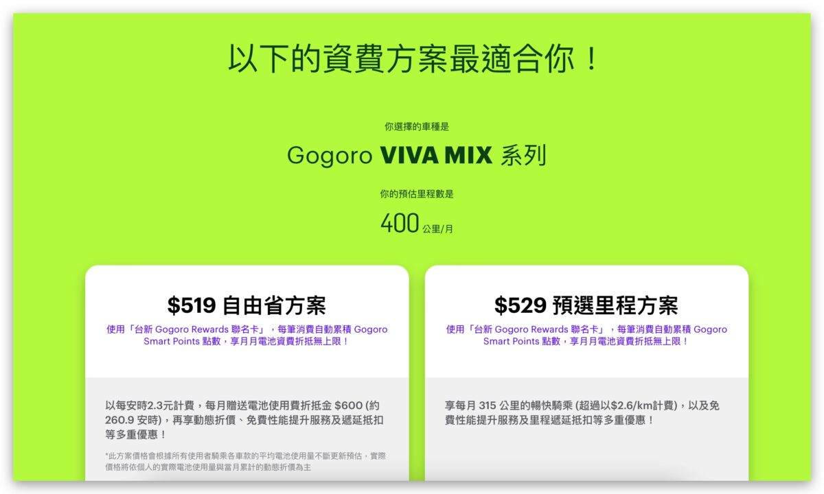 Gogoro Gogoro Network 資費 自由省方案 預選里程方案 資費哪個划算 資費怎麼選 資費選擇建議 電池資費方案