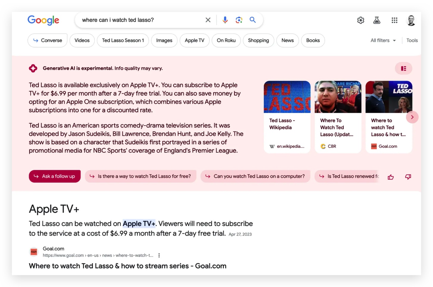Google AI 搜尋引擎 SGE